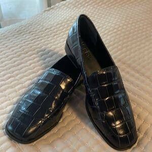 J. Crew Navy Croc Embossed Loafers